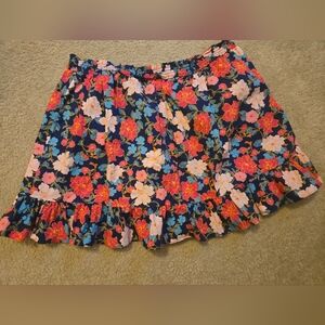 Draper James Floral Ruffle Wrap Mini Skirt - 3x in Stretch Poplim